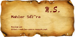 Mahler Sára névjegykártya
